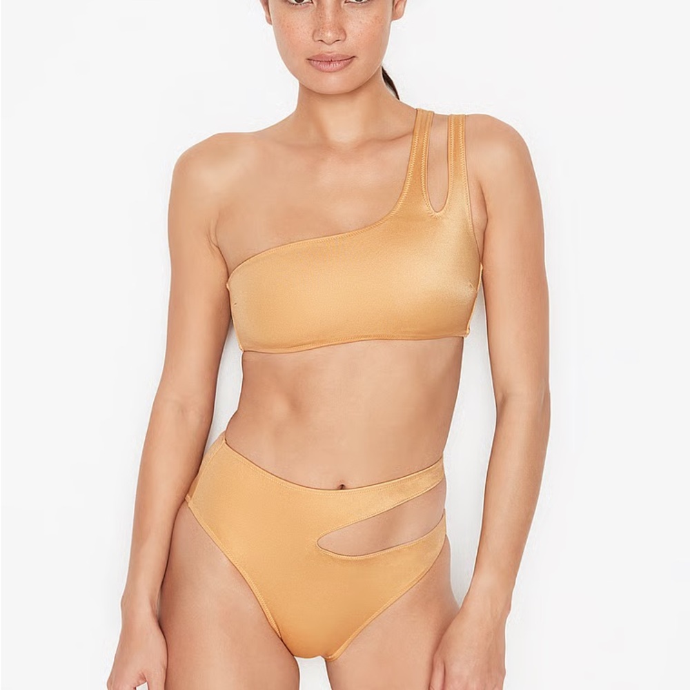 Victoria Secret Shira Gold Lagos Cutout One-Shoulder 2 Piece Bikini